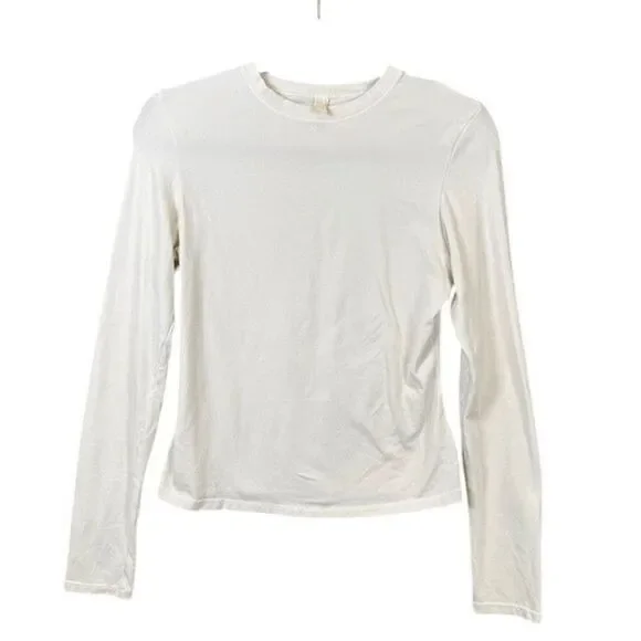 SKIMS Cotton Jersey Long Sleeve Crew Neck Limited Edition Marble (Cream) Large